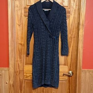 Calvin Klein Dark Gray Cable Knit Long Sleeve Dress
